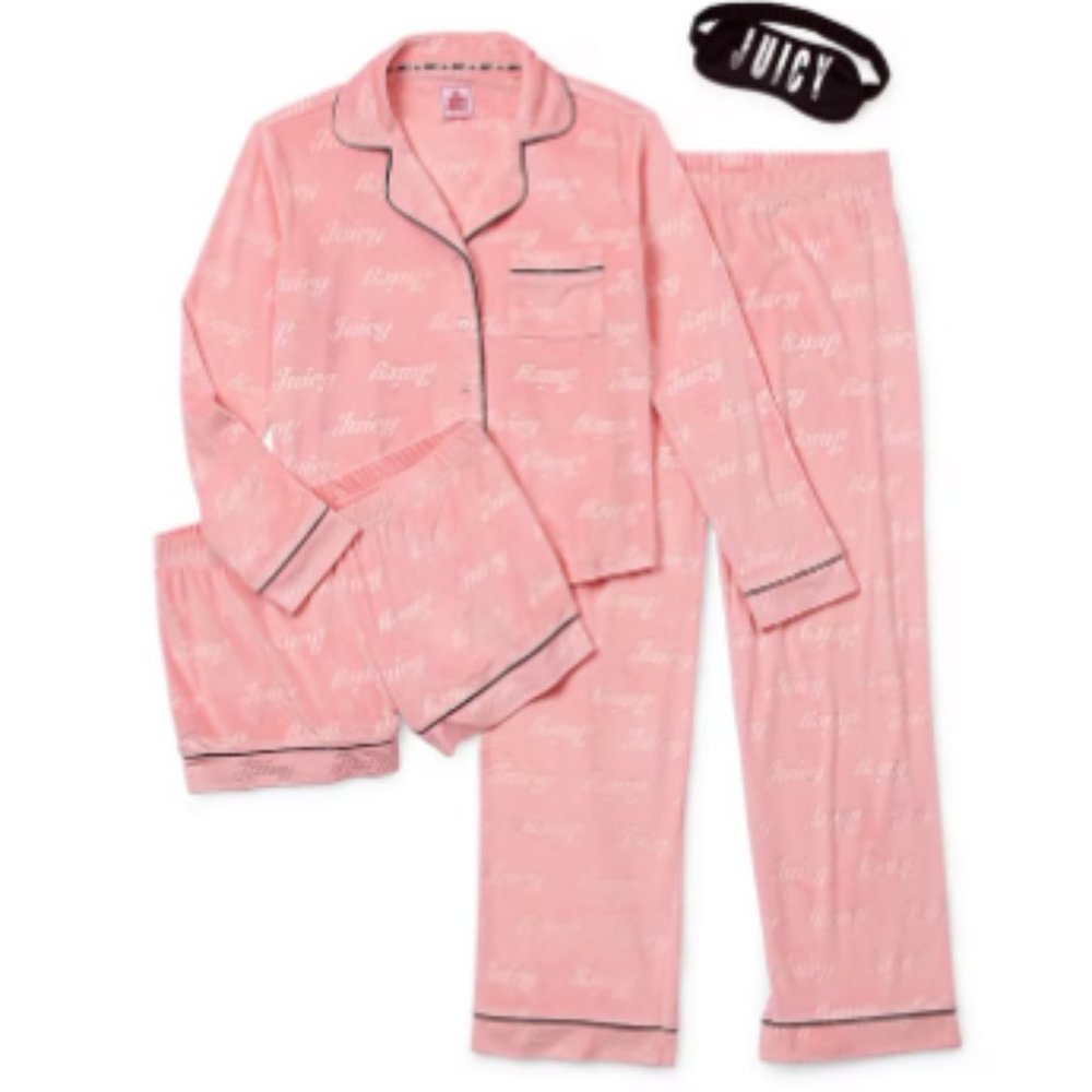 NWT Juicy Couture Women’s Microfleece Long Sleeve 4-pc. Pajama Set Size L